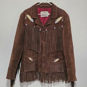Vintage Lariat Leather Western Jacket  Made in the U.S,A  Brown 2X Chest‎ 50"